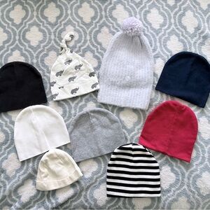 Set of 9 Infant Beanies Various Sizes